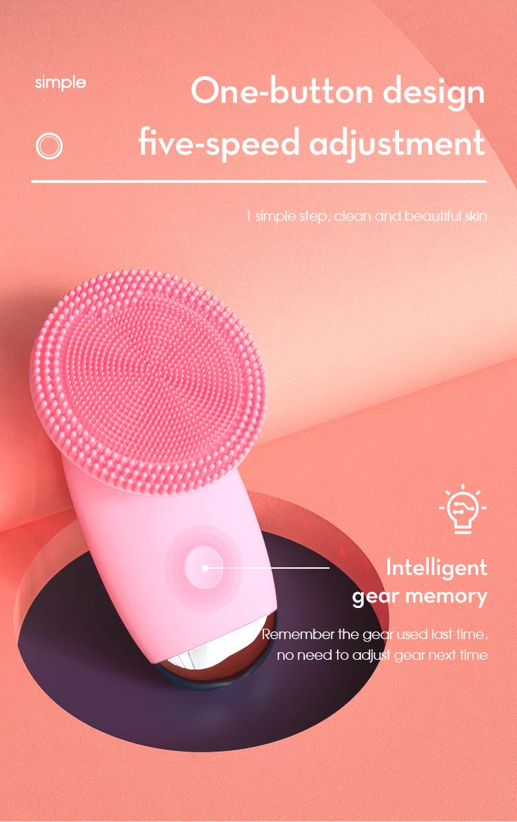 VIMYSHOW Electric Facial Cleanser – 5-Speed Silicone Face Scrubber