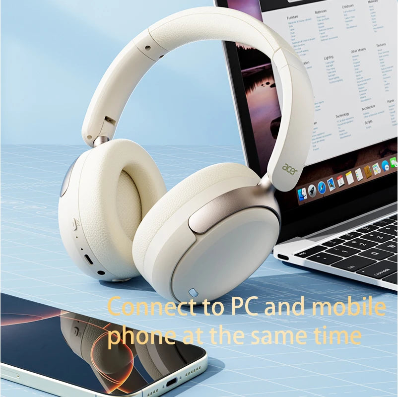 Acer OHR516 ANC Wireless Headphones – 48dB Noise Cancelling, LDAC, 100H Battery