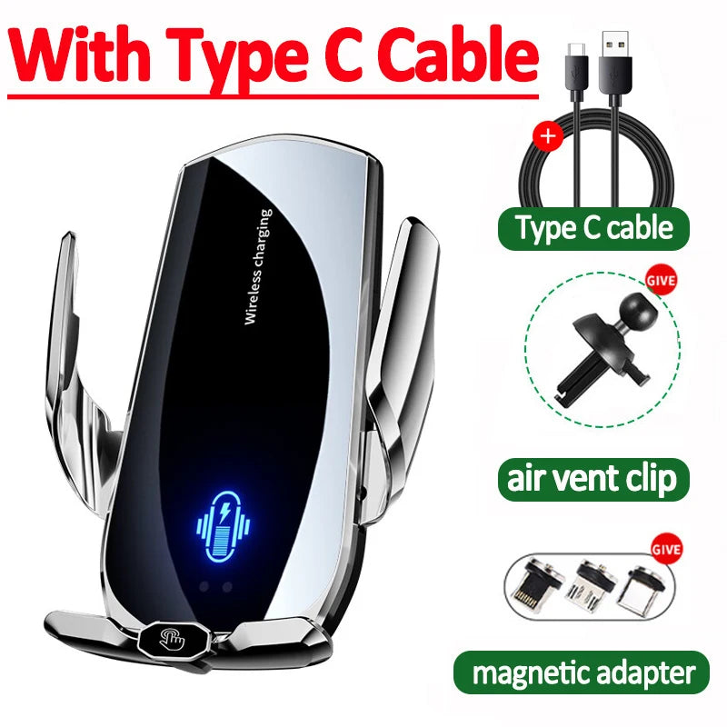 VIKEFON Qi 100W Wireless Car Fast Charger with Cooling Fan & One-Hand Operation