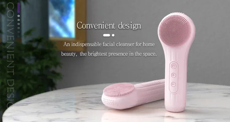 LSHOW Rechargeable Sonic Facial Cleansing Brush with Hot Compress – IPX7 Waterproof Deep Clean & Massage Tool