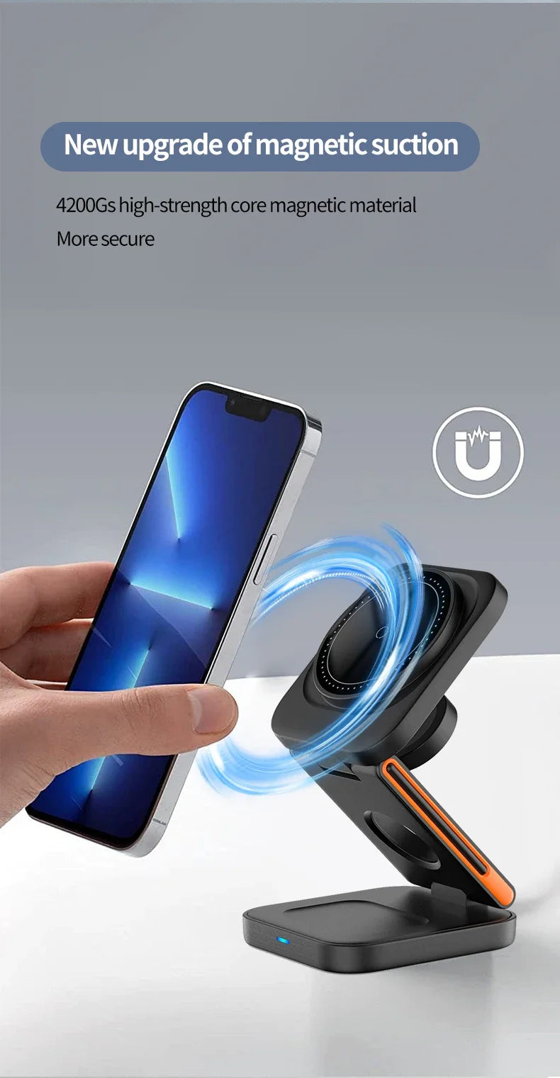 30W Magnetic Wireless Charger Stand – iPhone, Apple Watch & AirPods