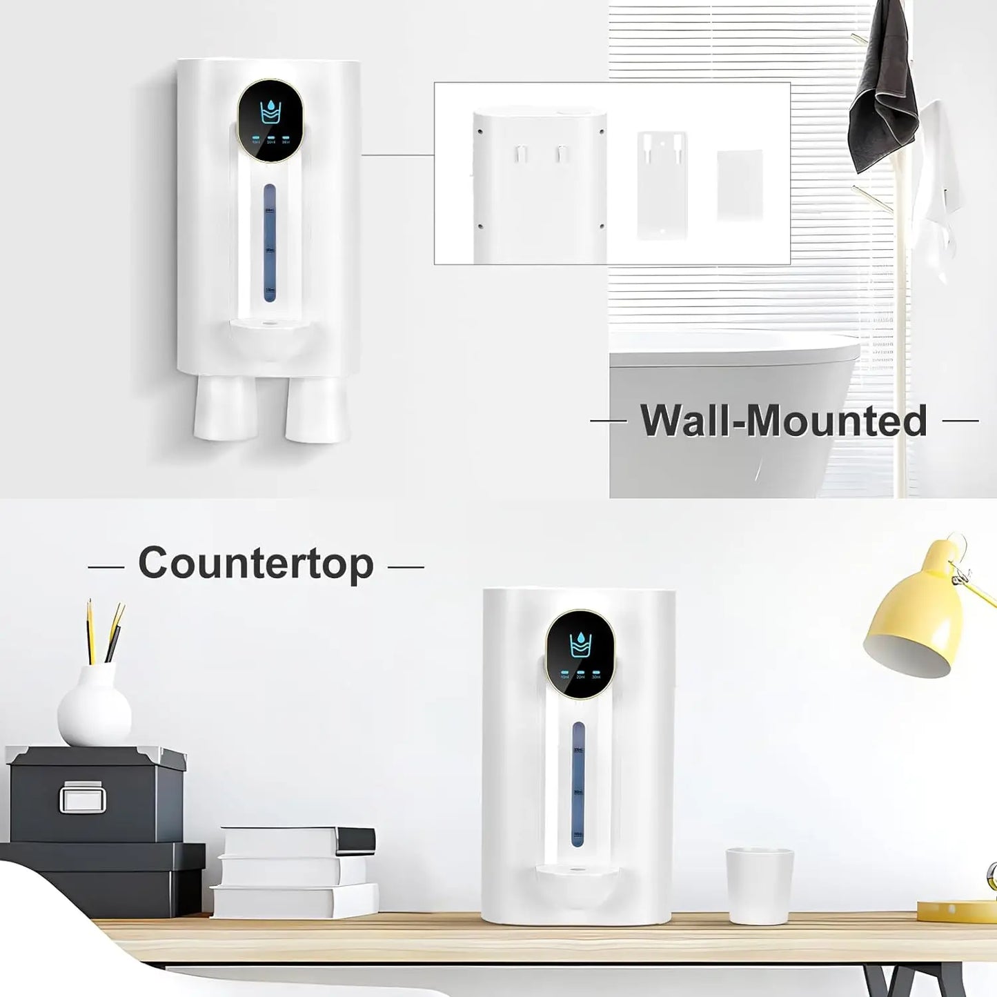 HoldPeak Automatic Mouthwash Dispenser – Rechargeable Wall-Mounted with Dual Magnetic Cups