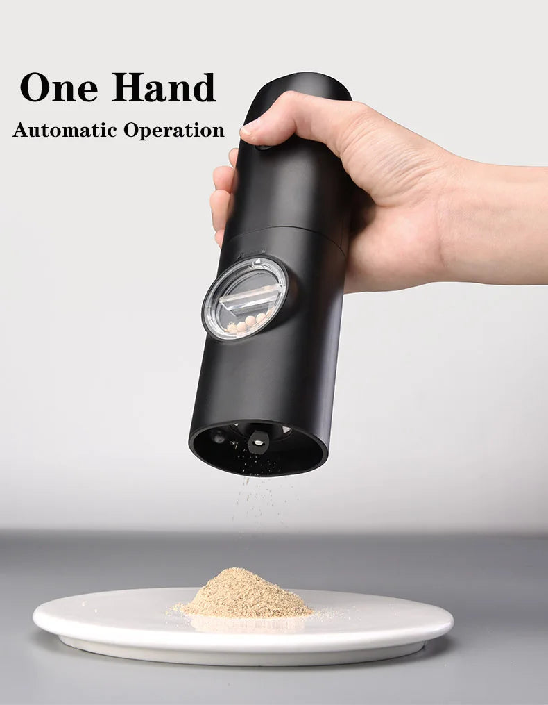 OLOEY Rechargeable Electric Salt & Pepper Grinder Set – Adjustable Coarseness with LED & Charging Base