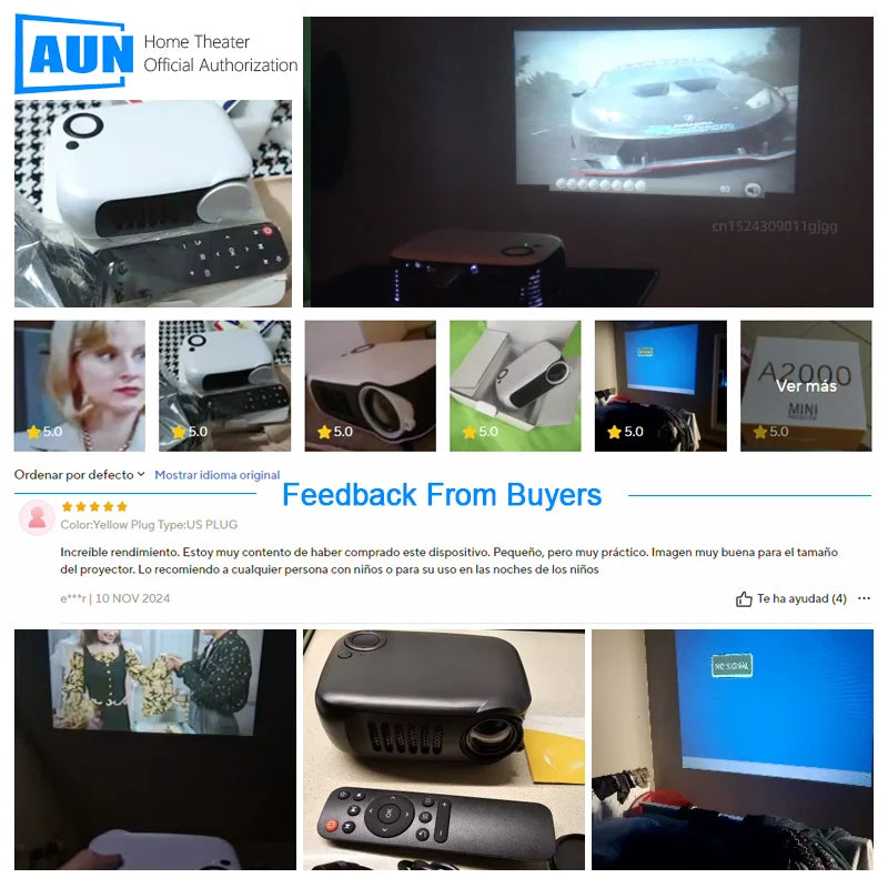 A2000 Compact Mini Projector – 1000 Lumens LED, HDMI Input, Home Entertainment