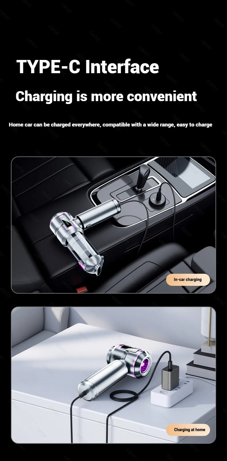 CENRR Pro Max Portable Car Vacuum Cleaner – High-Power Cordless Vehicle & Home Cleaner