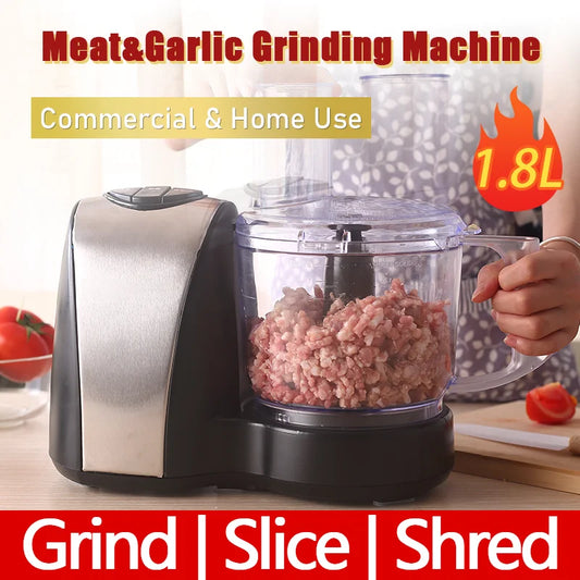 SUNATUR 1.8L Electric Food Processor 350W – Multi-Function Slicer, Shredder & Grinder
