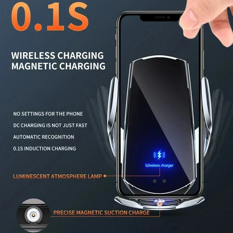 VIKEFON Qi 100W Wireless Car Fast Charger with Cooling Fan & One-Hand Operation