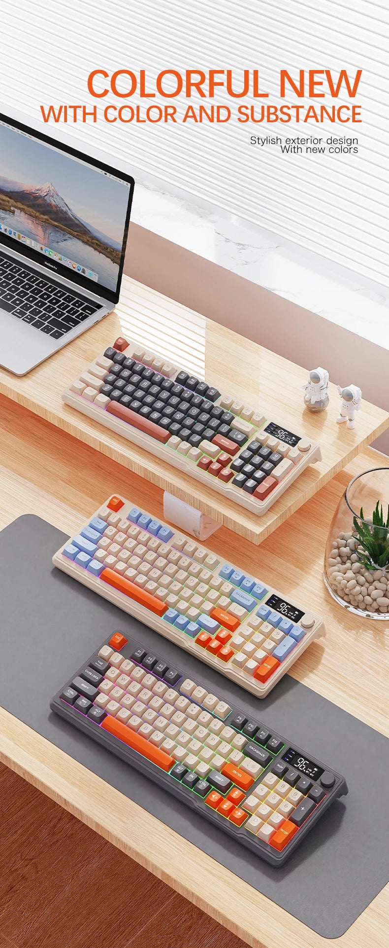 FREEWOLF M96 Wireless Keyboard & Mouse Combo – Dual Mode, Smart Screen, RGB Backlight
