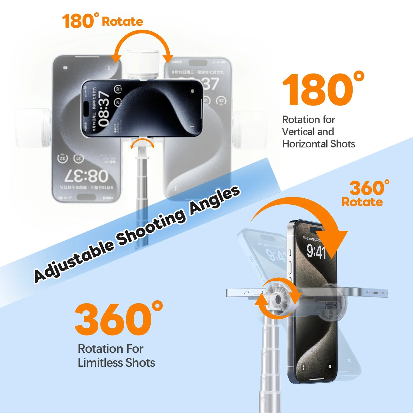 Mini Bluetooth Selfie Stick with Quad-Leg Tripod & 360° Rotation