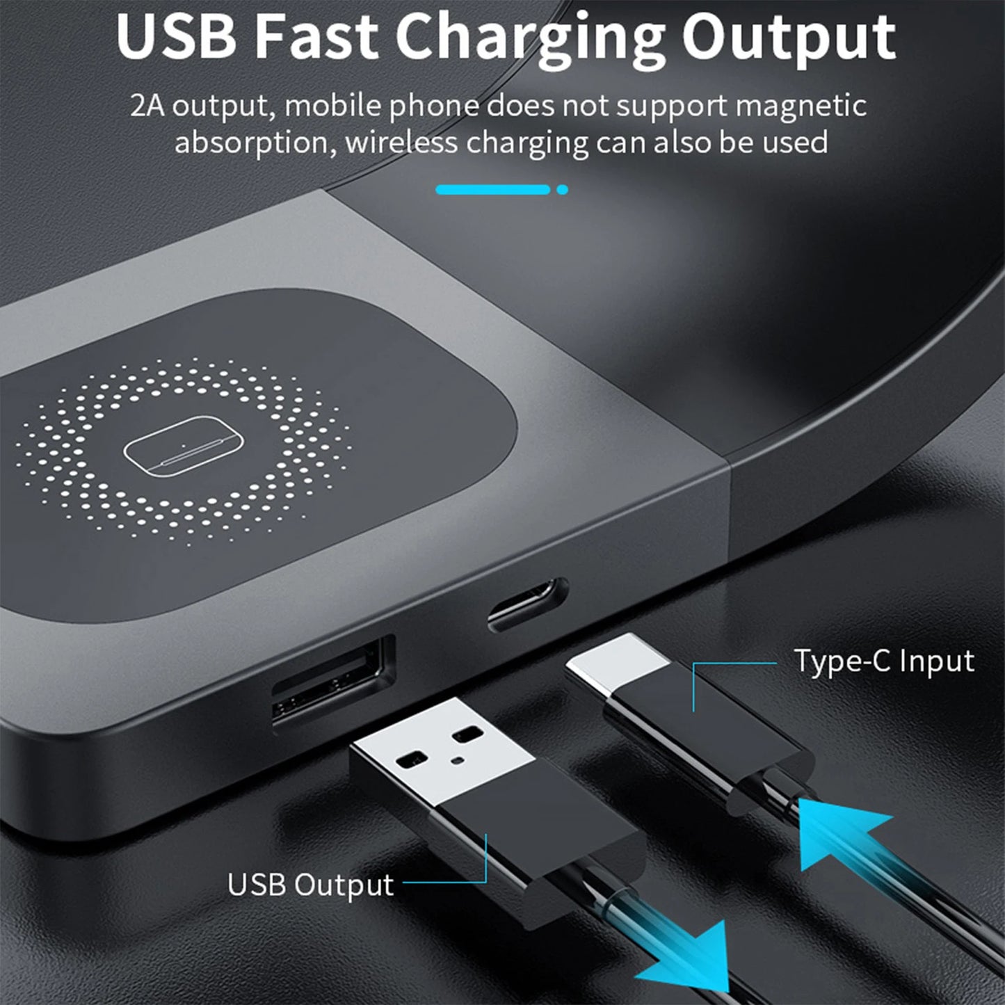 4-in-1 Metal Magnetic Wireless Charger 15W for iPhone, Watch & AirPods