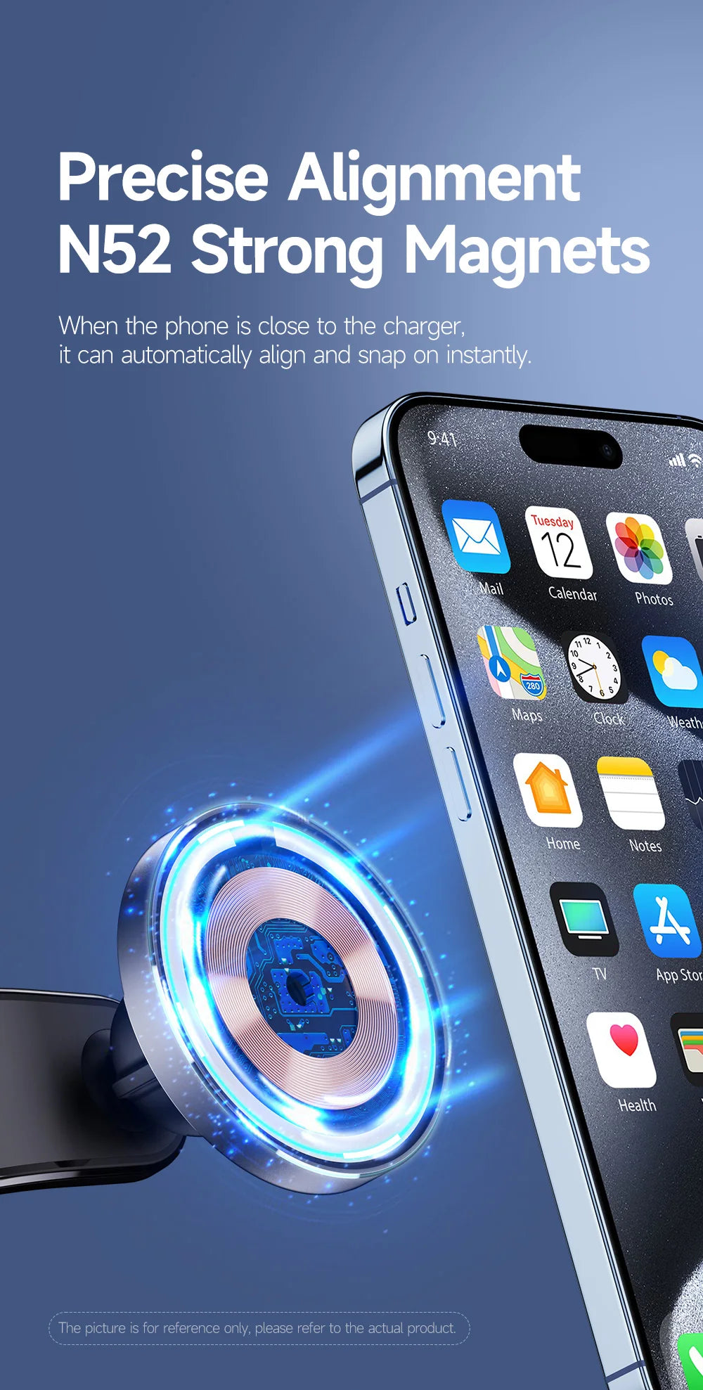 15W Magnetic Car Charger with Type-C Cable for iPhone