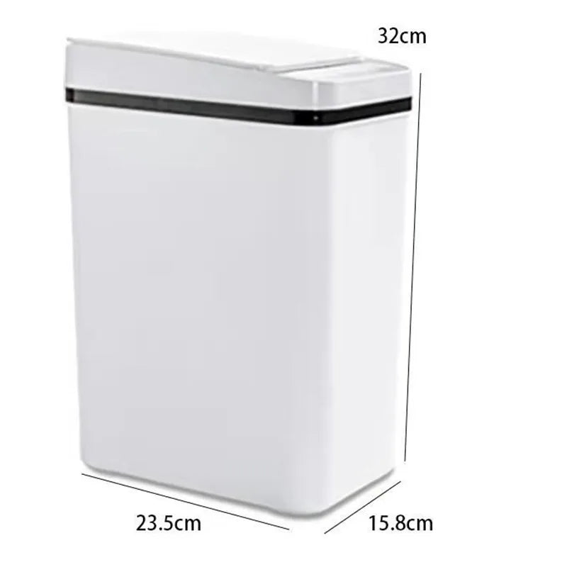 12L Automatic Induction Trash Can – Touchpad Sensor Bin with Motion Detection (White / Grey)