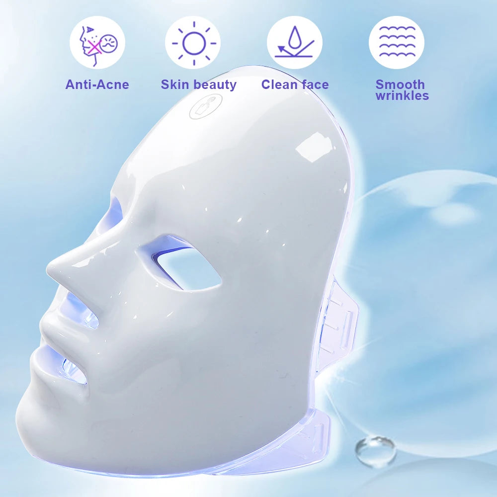 Portable LED Facial Mask with 7 Light Modes – USB Powered Skin Rejuvenation Device