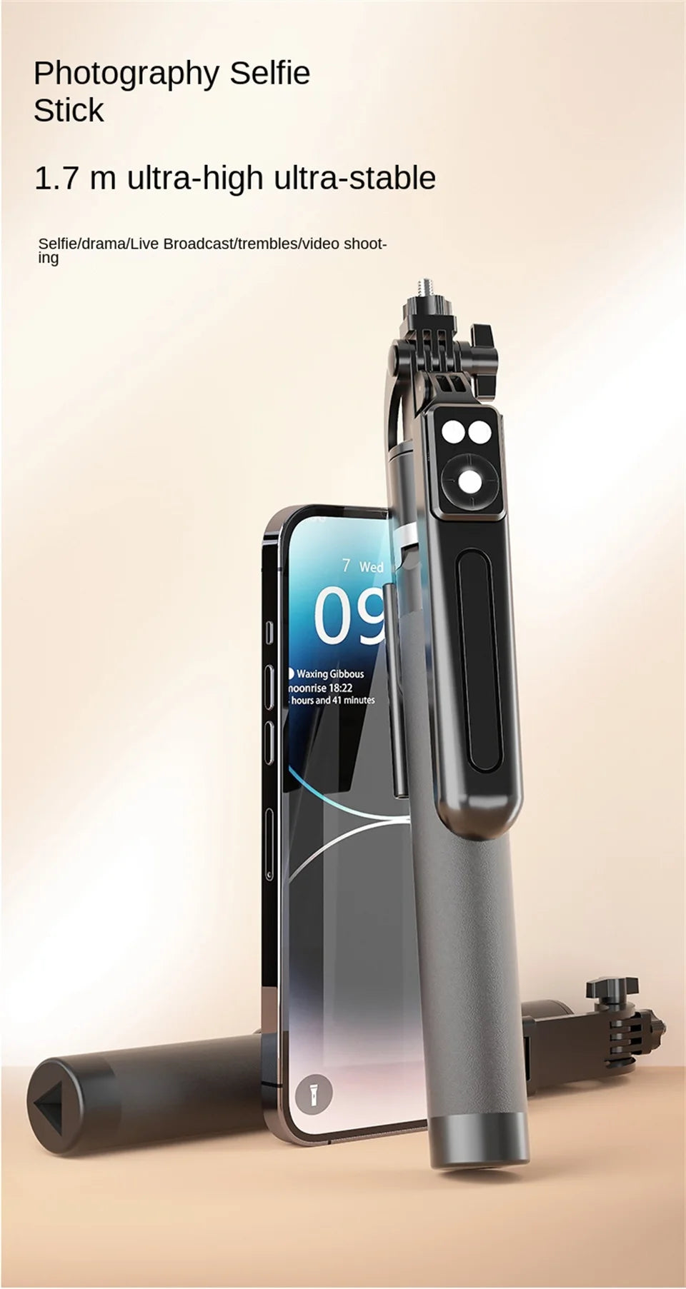 Bluetooth Selfie Stick Tripod 170cm – Lightweight Travel Stand for Phones & Cameras