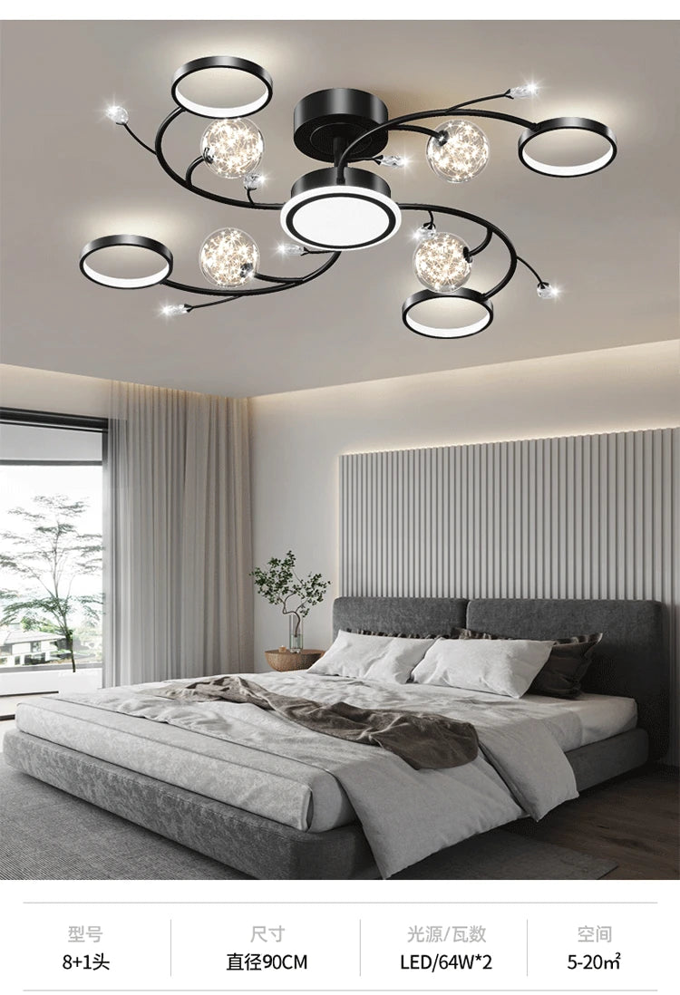 Artpad Modern Star Moon Ceiling Light Fixture | Romantic LED Chandelier for Bedroom & Living Room