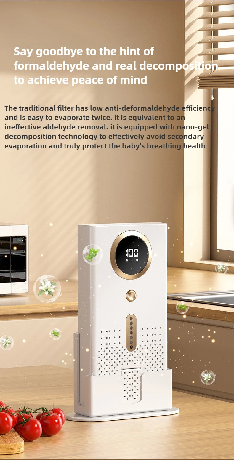 USB Car & Home Air Purifier with Ozone & Negative Ion Deodorization – Silent Touch Control (≤36dB)