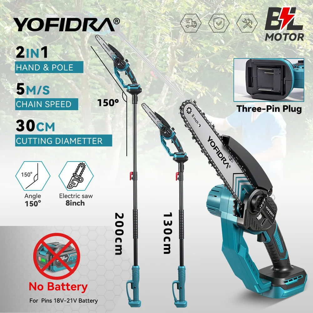 Yofidra Cordless Telescopic Chainsaw 8 Inch – 52,000RPM Brushless Tree Pruner Saw