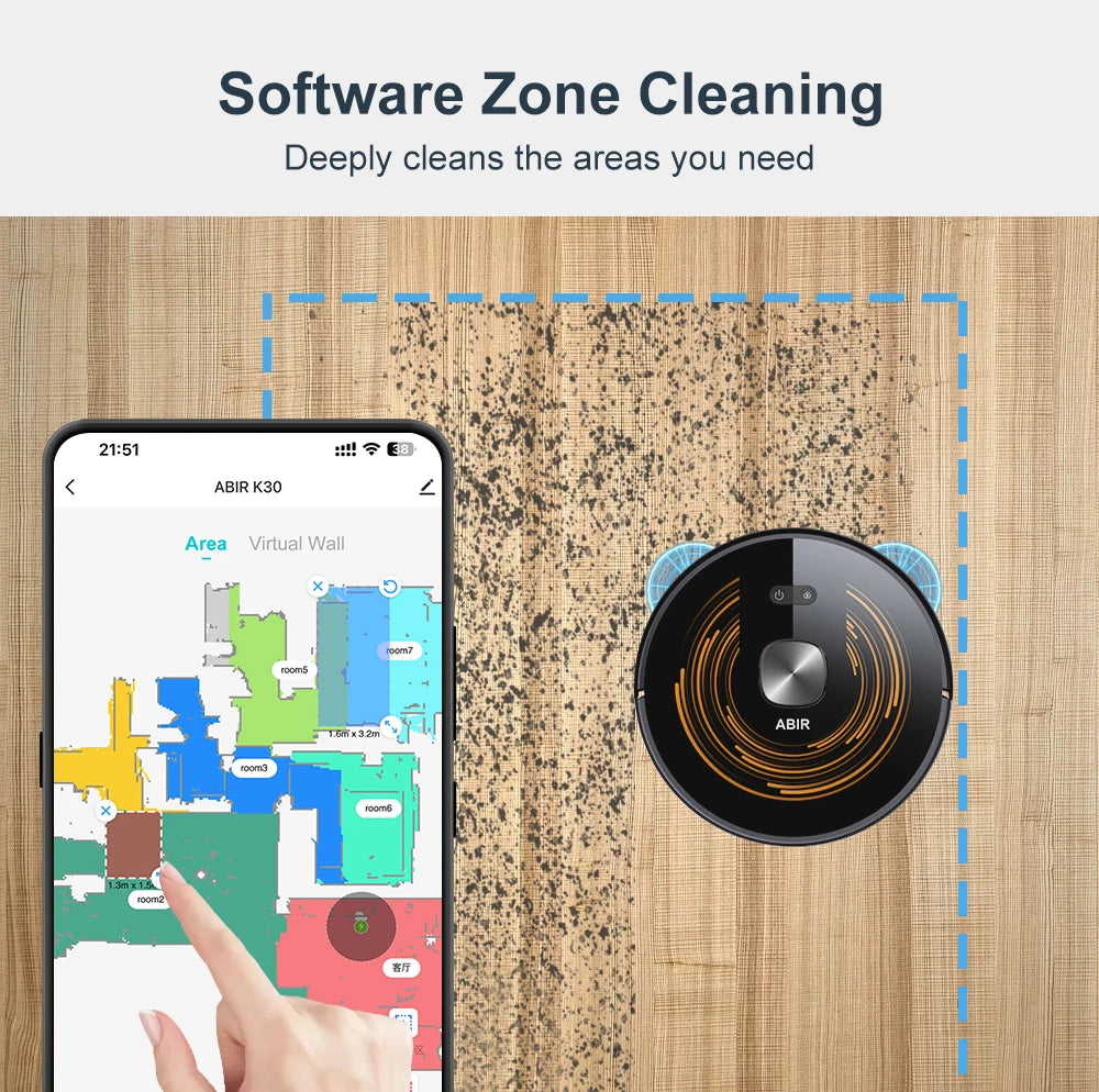 ABIR K30 Robot Vacuum Cleaner – 6500Pa LiDAR Smart Mapping, Self-Empty Station & Mop