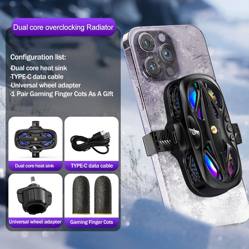 K11/K12 Mobile Live Streaming Radiator – Dual-Core Phone Cooler with Digital Display