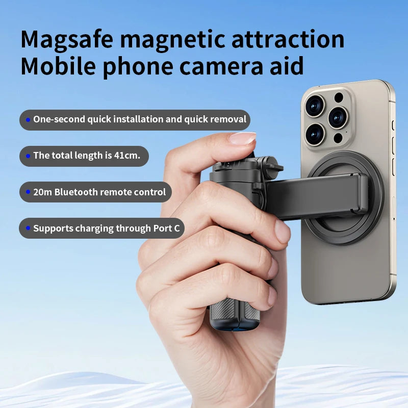 Mini MagSafe Selfie Stick Tripod – Bluetooth Remote & 360° Rotation