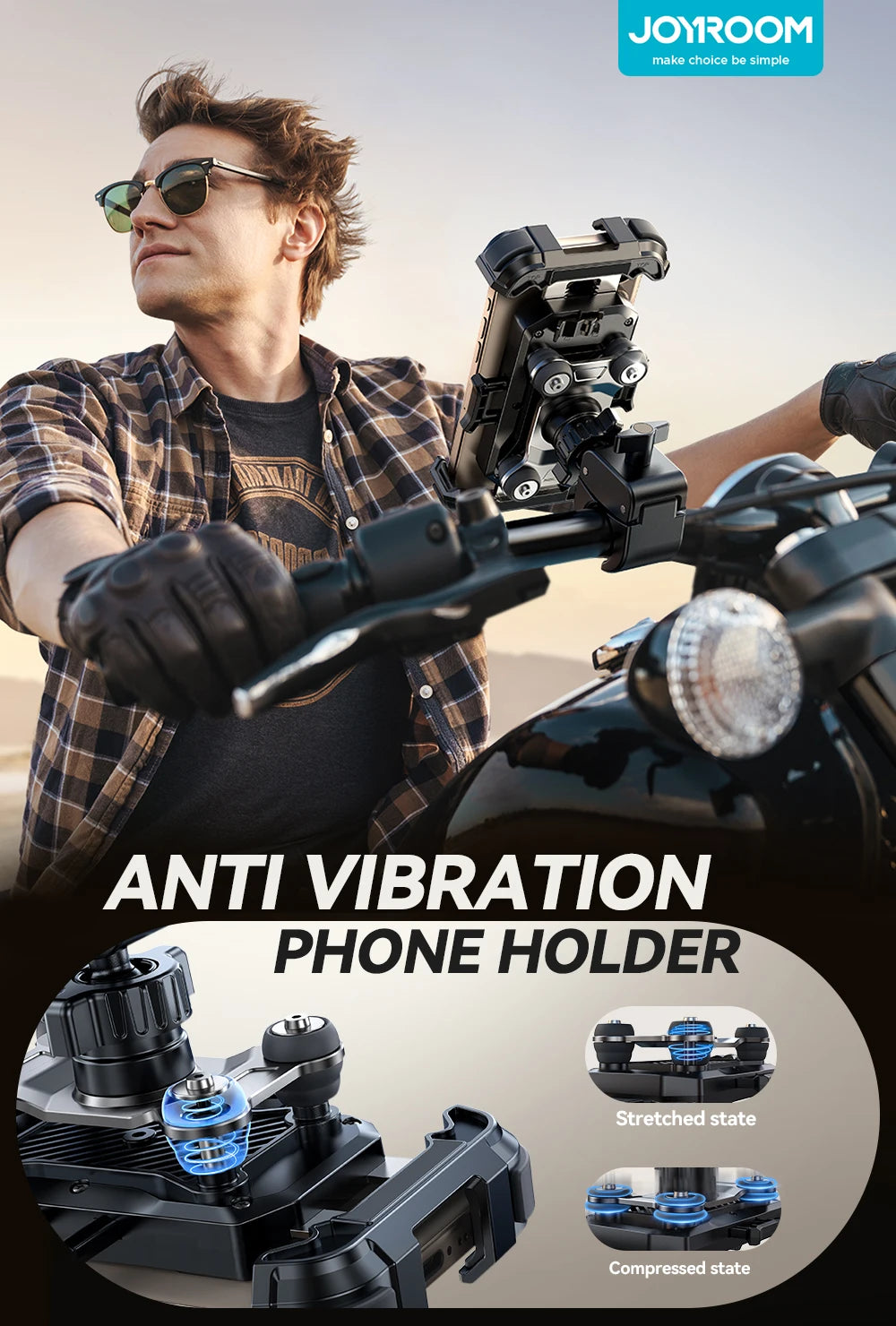 Anti-Vibration Motorcycle Phone Holder – 360° Handlebar Mount