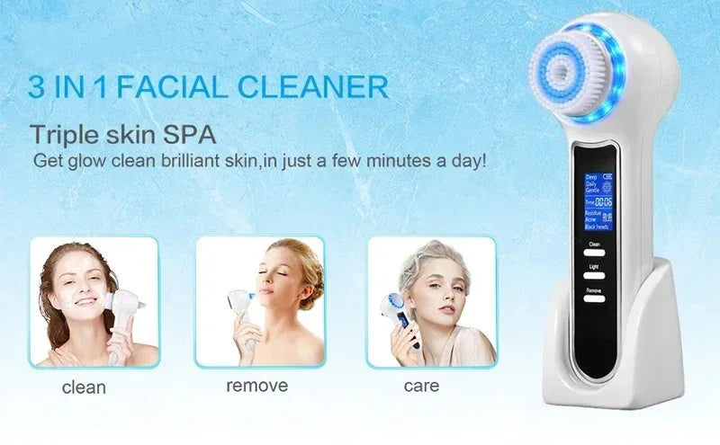 KEMOKO 2-in-1 Blackhead Remover & Facial Cleansing Brush – USB Rechargeable IPX7