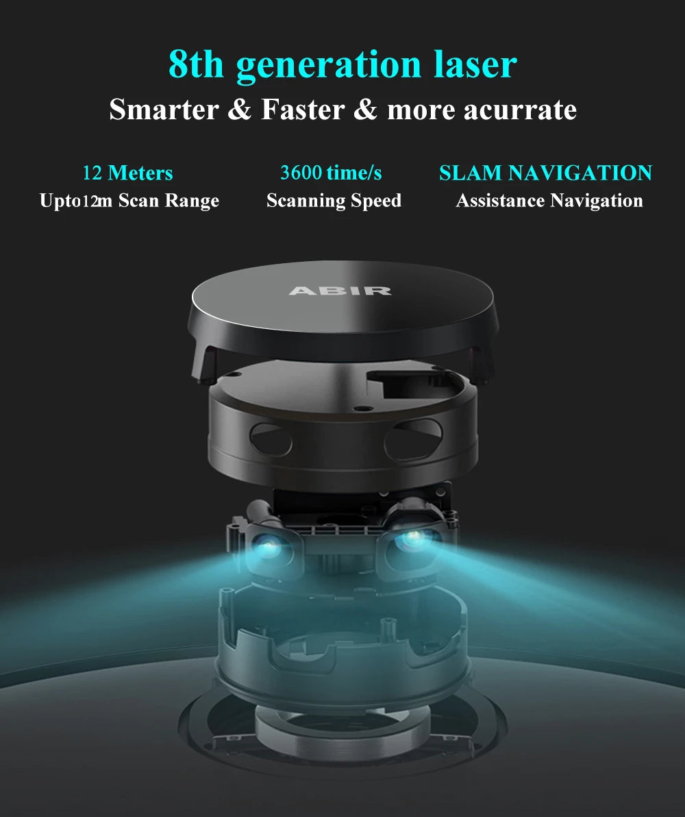 ABIR X8 Smart Robot Vacuum Cleaner – Dual Laser SLAM, Y-Shape Mopping, 3-Year Warranty