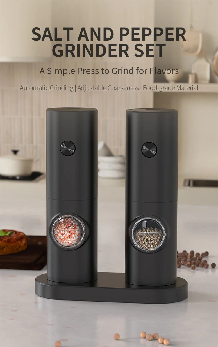 Automatic Gravity Pepper Grinder – LED Light Adjustable Coarseness Battery Operated
