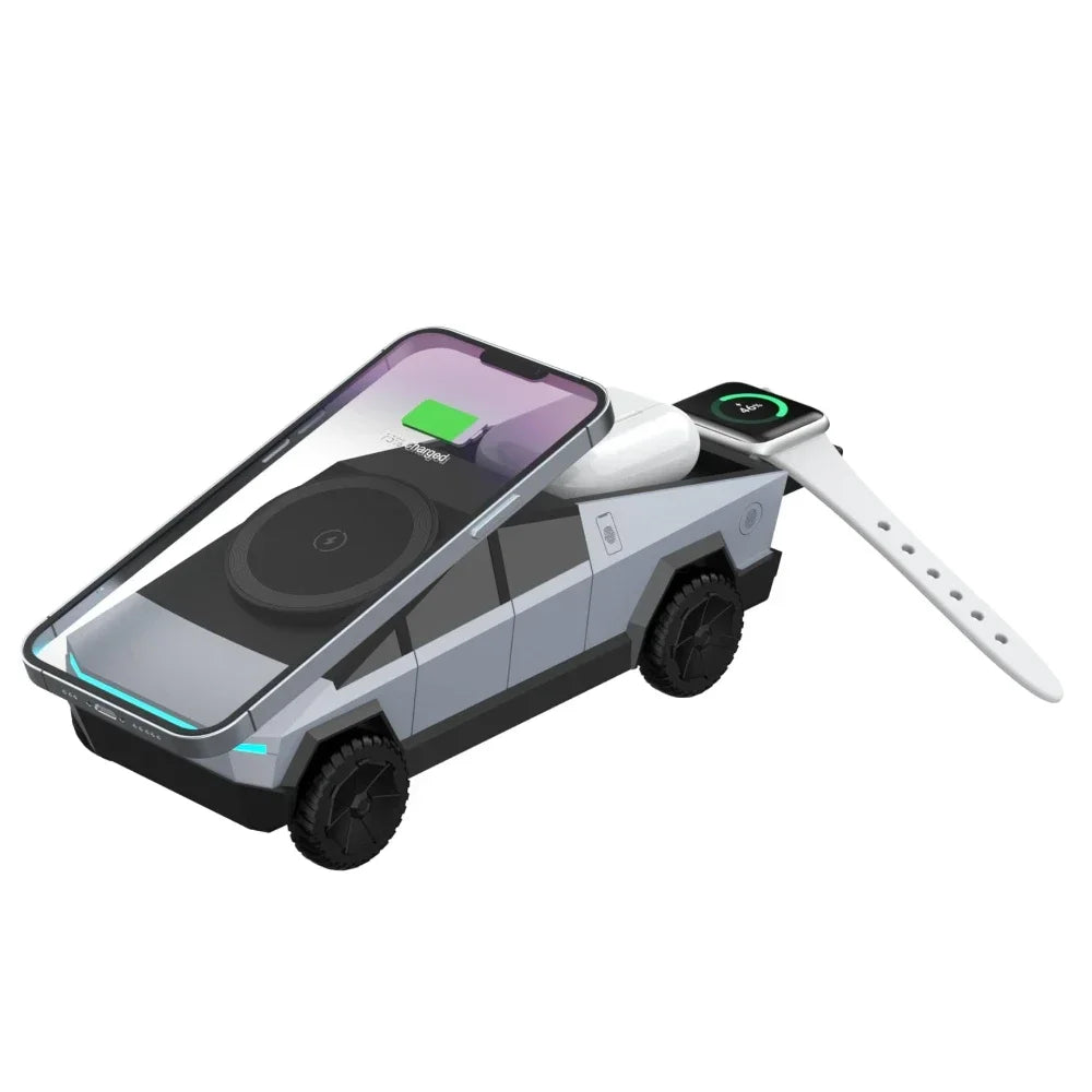 Desktop Cyber 3-in-1 Magnetic Fast Wireless Charging Stand for iPhone, Apple Watch, Samsung Watch & AirPods Pro