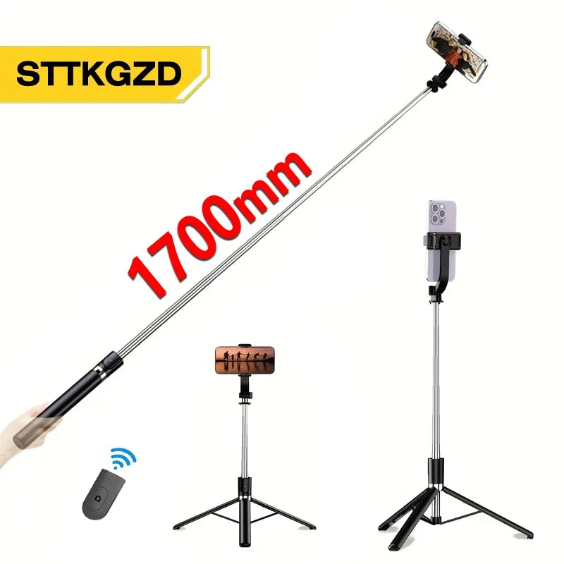 Ultra-Long 1.7m Bluetooth Selfie Stick Tripod – Stainless Steel