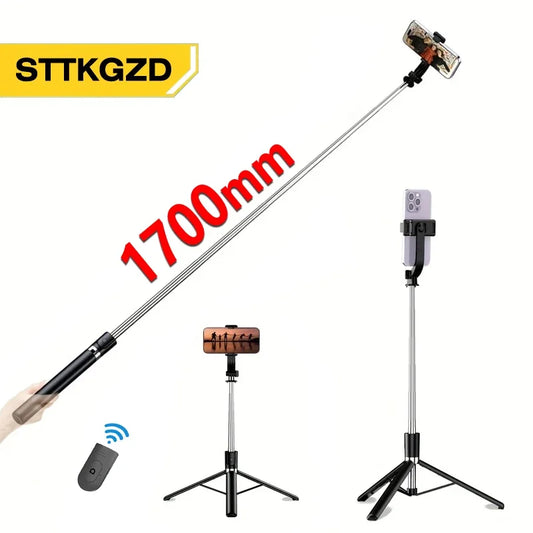 Ultra-Long 1.7m Bluetooth Selfie Stick Tripod – Stainless Steel