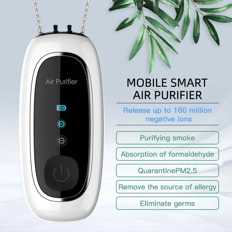 Wearable air Purifier Necklace High Efficiency Energy Saving Negative Ions 60h Long Endurance Personal Portable air Cleaner