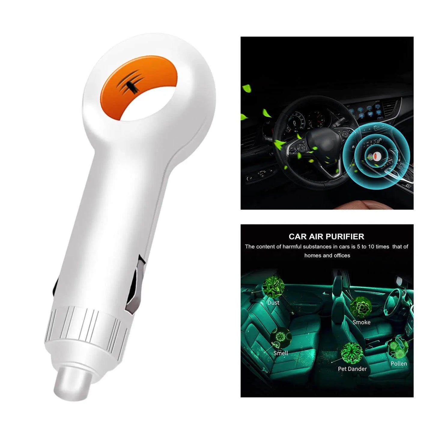 SONONIA Mini Car Air Purifier with Negative Ions – Plug-In Portable Deodorizer for Vehicle & Small Spaces