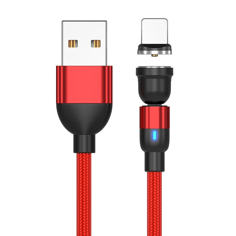 540° Rotating Magnetic Charging Cable | 3-in-1 USB-A to Type-C / Micro USB / Lightning
