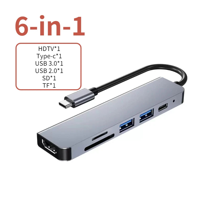 USB-C Hub to 4K HDMI Adapter – 5-in-1 Type-C Dock with PD Charging & Card Reader