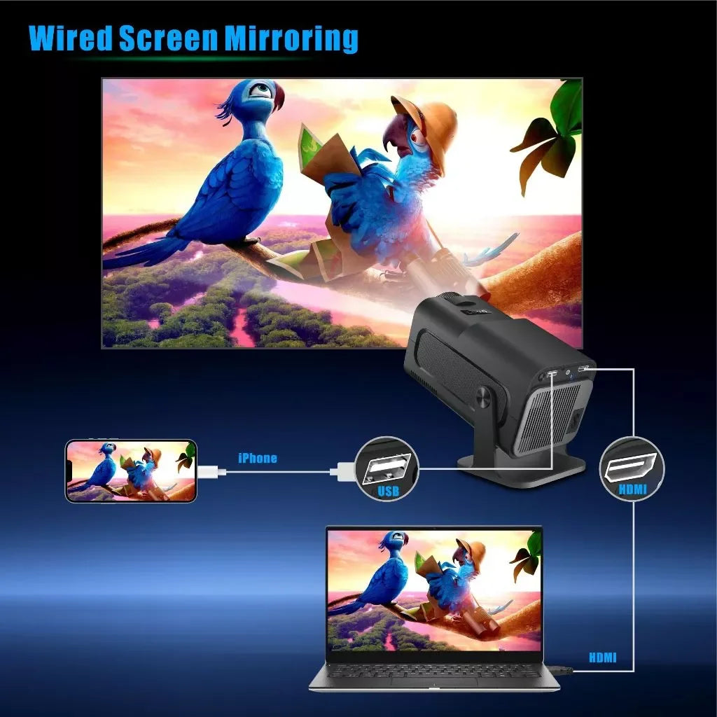 Portable 4K Android Projector – Full HD 1080P, Bluetooth, Indoor & Outdoor Use