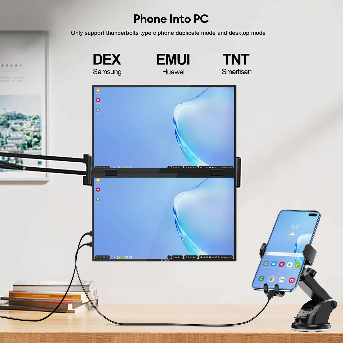 ZEUSLAP Z15W 15.6″ Dual Portable Monitor | FHD 1080P IPS | 100% sRGB | Thunderbolt/USB-C Foldable Screen
