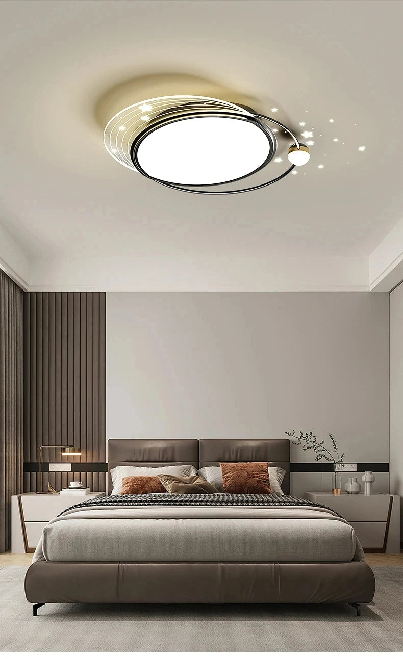 AuroraRealm Modern Ceiling Light with Remote | Gold LED Ceiling Lamp, 90–260V
